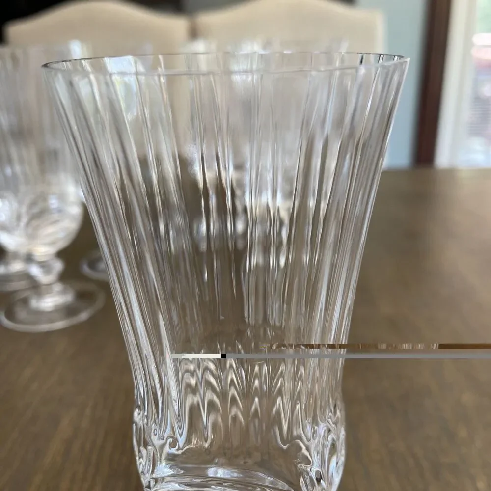 Vintage Royal Crystal Rock Aurea Optic Iced Tea Water Glass Ribbed Stemware